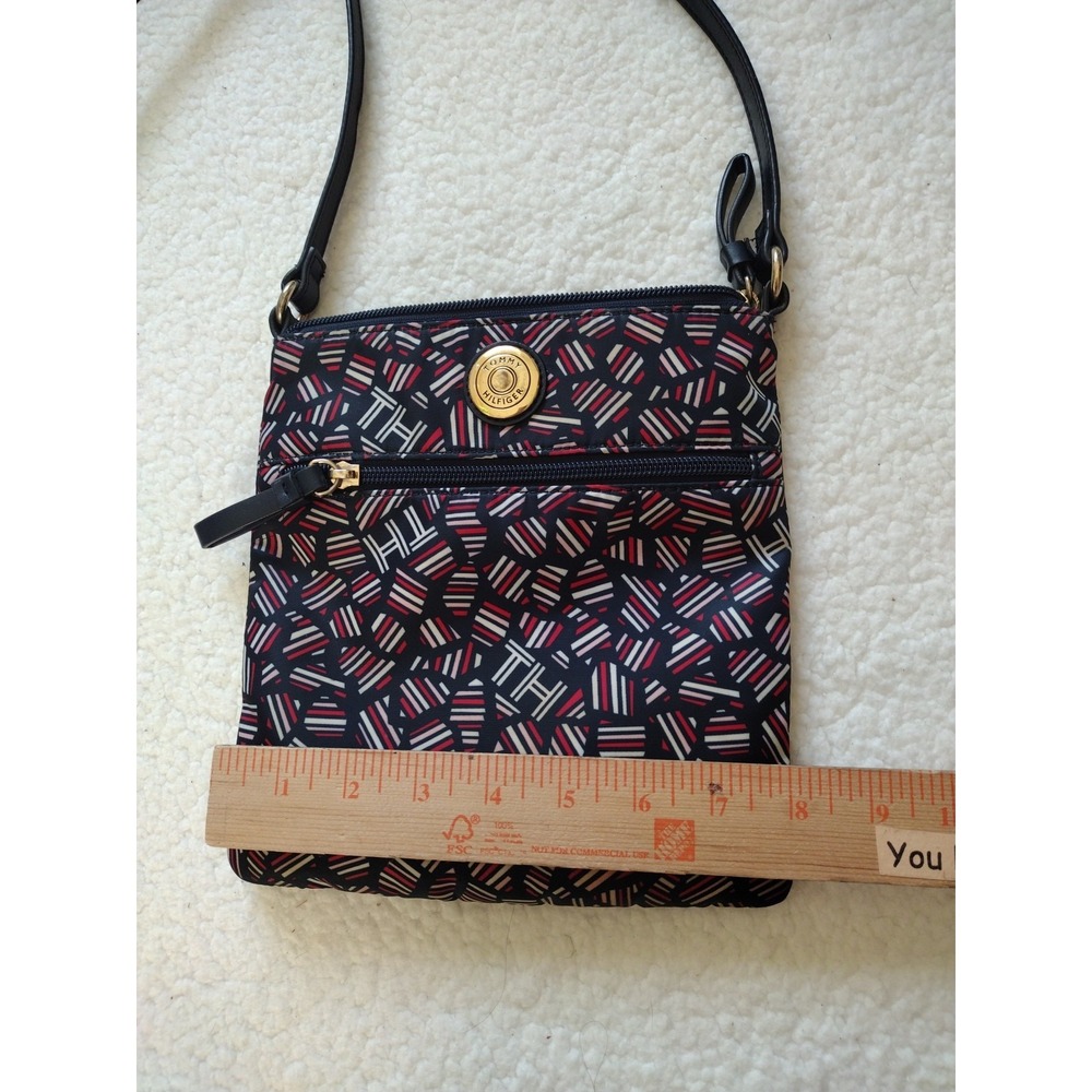tommy hilfiger‎ Crossbody Bag Woman's Small Navy Red White Monogram Logo Zippers - Picture 4 of 8